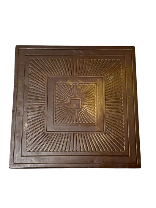 Vienna Secession Pedestal in Oak with Patinated Brass Top, 1900s
